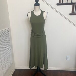 Anthropologie Olive Green High Low Dress,perfect condition,figure flattering